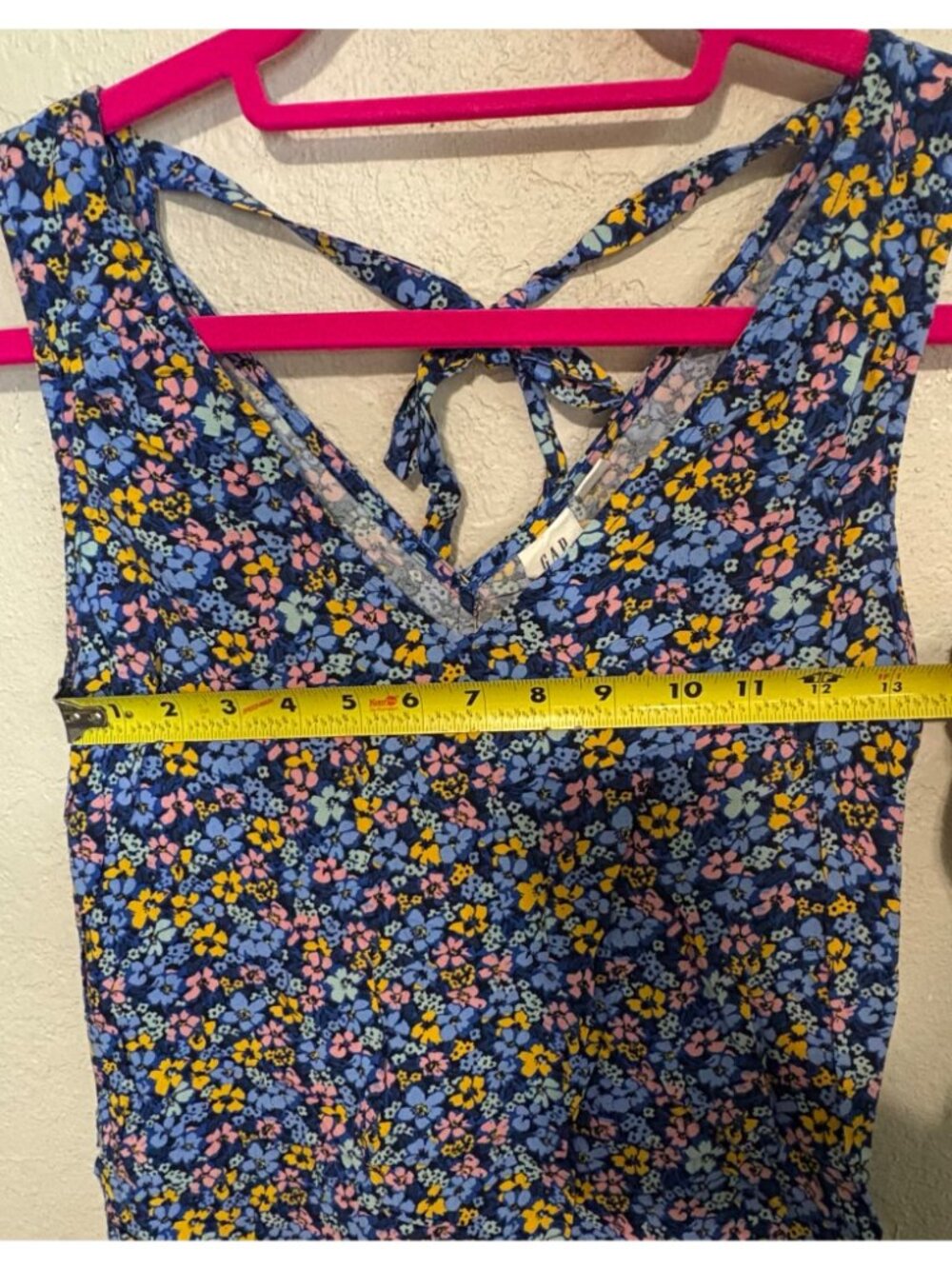 Gap Womens XS Floral Sleeveless Dress With Tie Back Blue Yellow Pink Lightweight - Picture 9 of 11